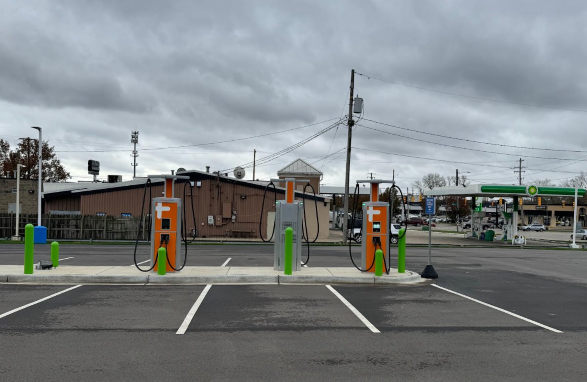 Two DC fast chargers and a Level 2 charger installed by EVready Energy at Berger Chevrolet