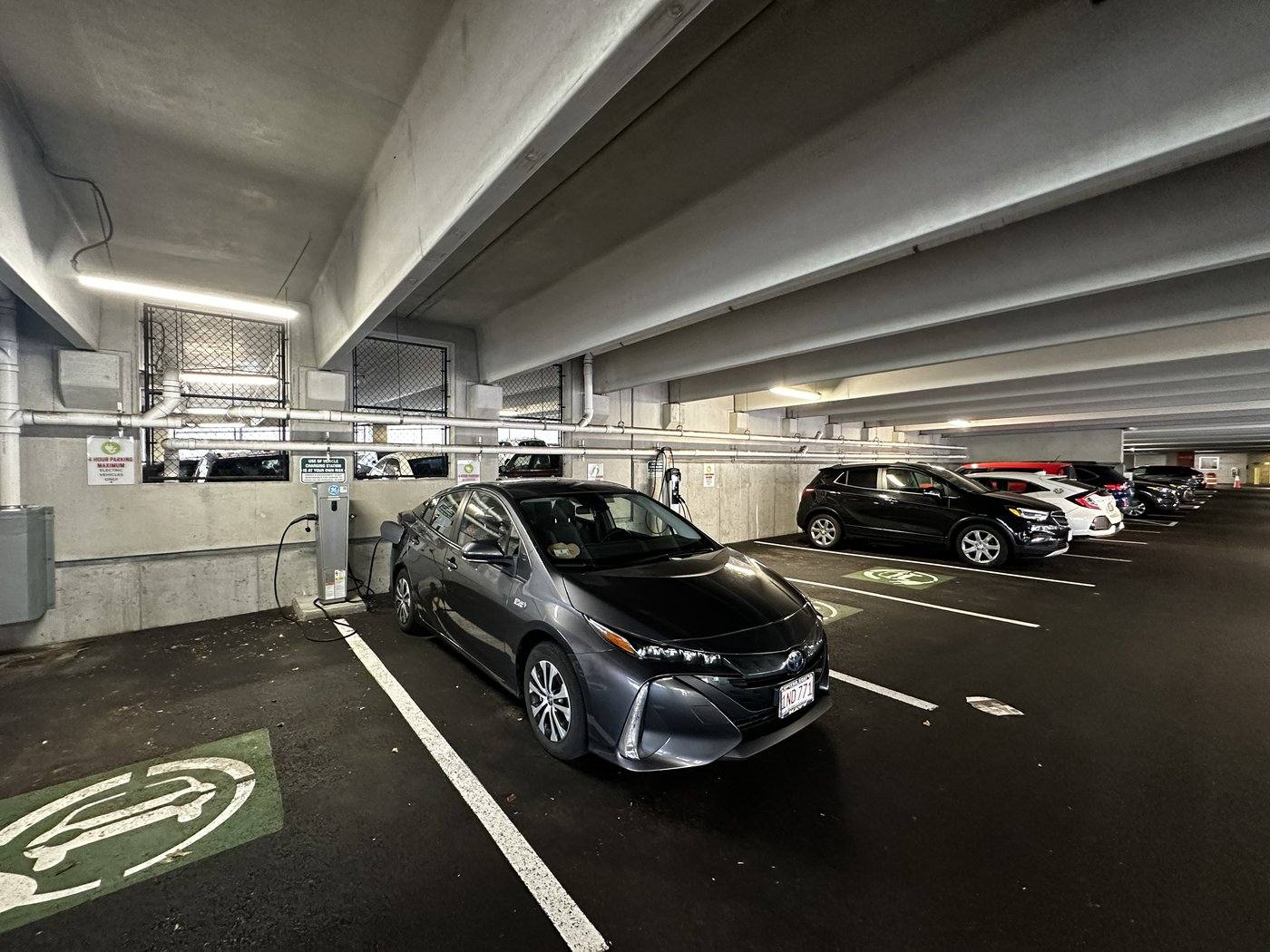 EV charging installation in a commercial parking garage by EVready Energy